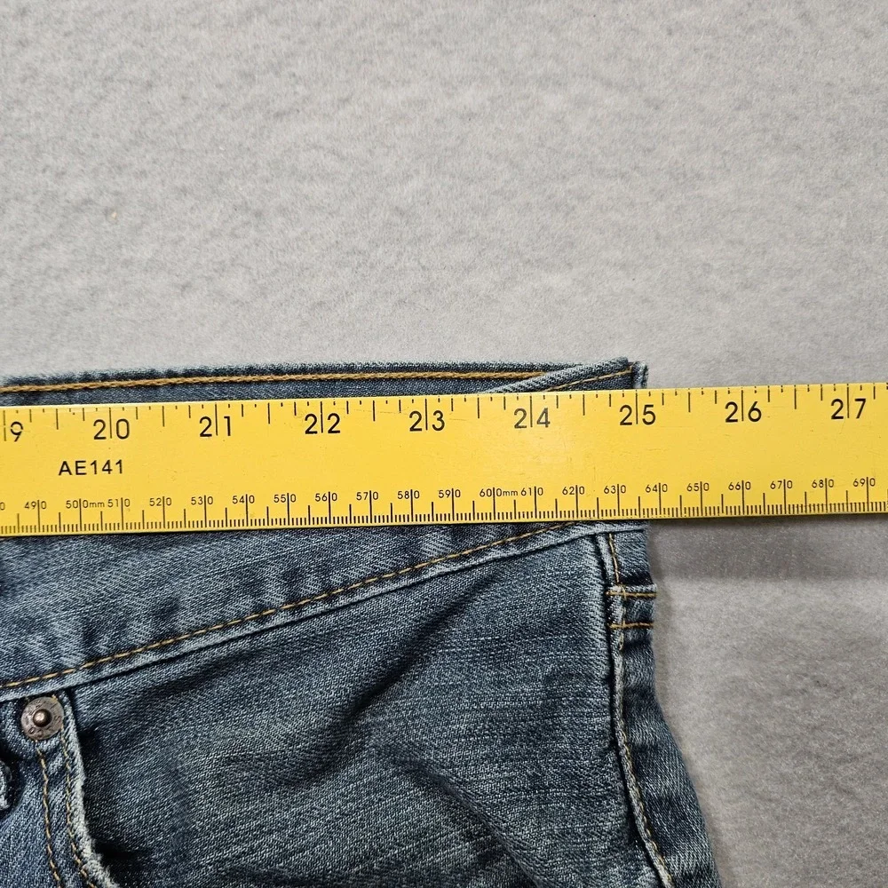 Levis 559 Relaxed Straight Jeans Mens 50x31 Blue Medium Wash Trucker Damaged